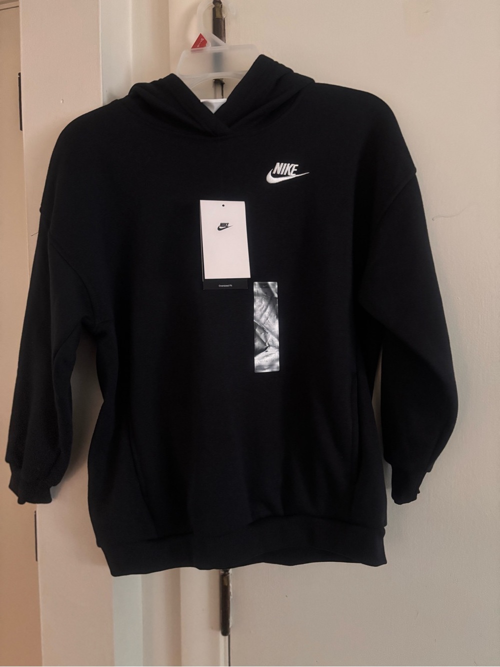 Nike Black Crewneck Hoodie with White Swoosh Logo
